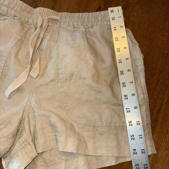 Quince Women’s 100% Linen Shorts XS Tan Elastic Waist Summer Casual - Picture 6 of 7